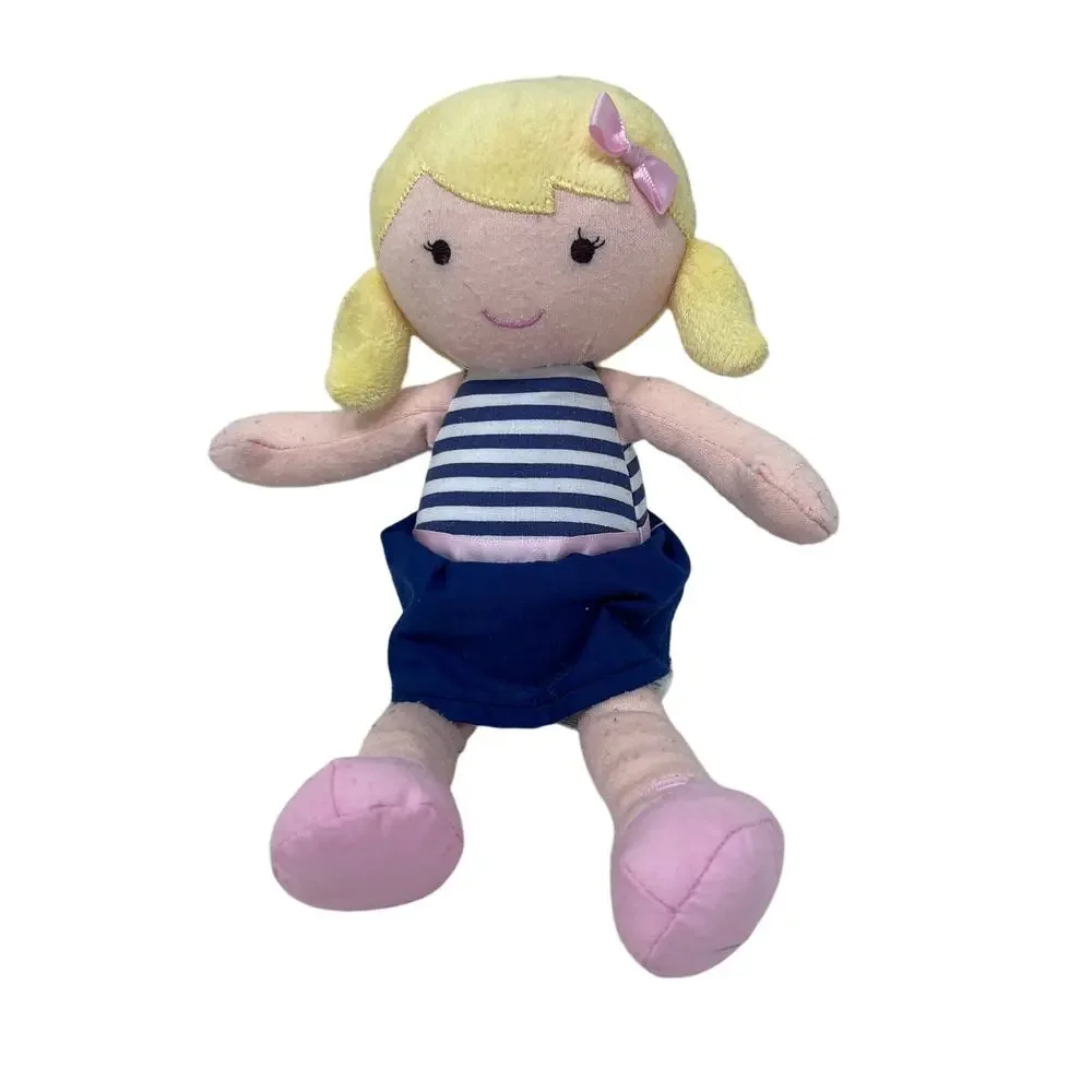 Carters‎ Baby Doll Blonde Girl Plush Navy Blue Striped Dress 10